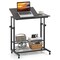 Adjustable Standing Desk with Tilt Top Rolling Laptop Table and Shelves for Home Office Use